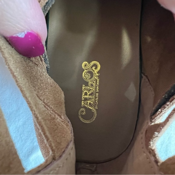 Carlos By Carlos Santana Breckin Strappy Leather Suede Booties 8.5 Tan - Picture 11 of 12